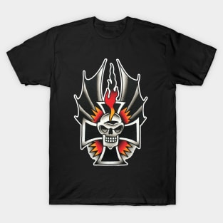 Iron Cross Skull Tattoo Design T-Shirt